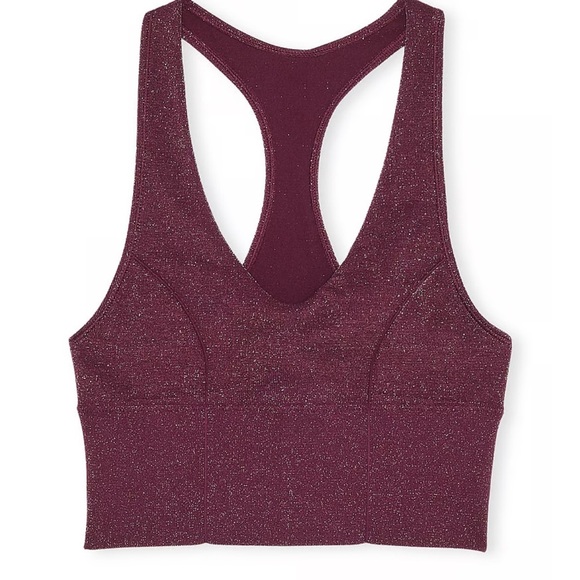 PINK Victoria's Secret Other - VS Pink Seamless Shimmer Plunge Sports Bra Wild Rose Shine Large longline